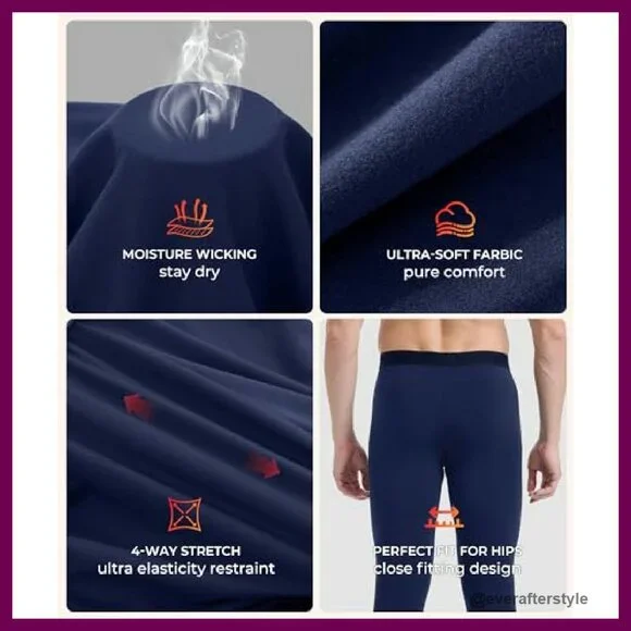 Men's Thermal Underwear Long Johns Heavyweight Base Layer Pants Soft Lining